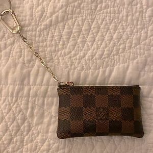 Louis Vuitton Brown Checkered Wallet Keychain